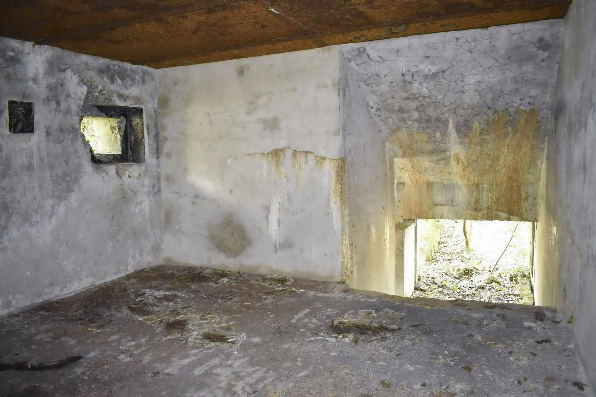 Ligne Maginot - PA DU CARREFOUR 243-1 - (Blockhaus pour canon) - Chambre de tir, avec de gauche à droite : goulotte grenades, créneau FM, entrée matériel - D. Froehly