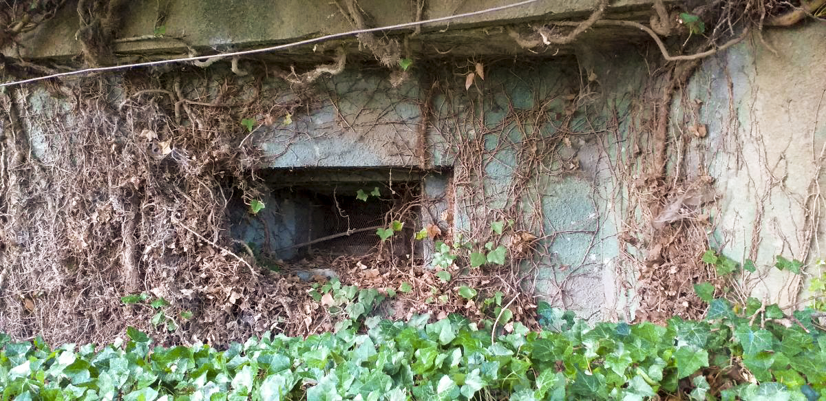 Ligne Maginot - M26 - (Blockhaus pour arme infanterie) - Détail créneau droit.
Noter le reste de peinture de camouflage - Gregory Fuchs