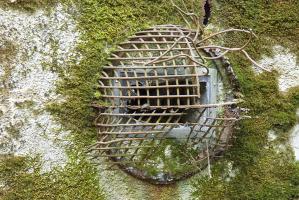 Ligne Maginot - BOIS DE KANFEN OUEST - C42 - (Casemate d'infanterie - Simple) - Prise d'air extérieure.
Noter la faible protection assurée par une simple grille 
