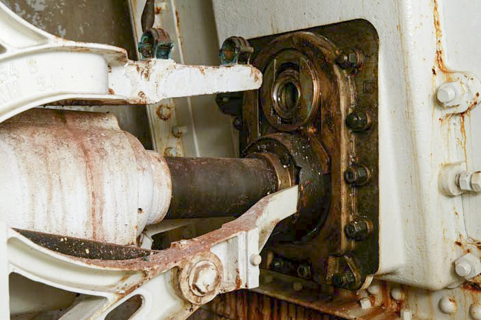 Ligne Maginot - Ouvrage d'artillerie du LAVOIR - Bloc 1
Canon-mortier de 75 mle 31
Détail de la rotule d'embrasure