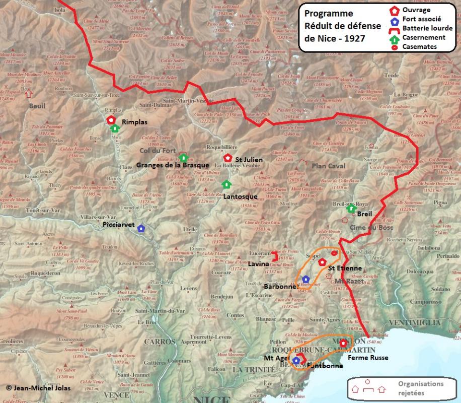Programme Réduit de défense de Nice - Carte