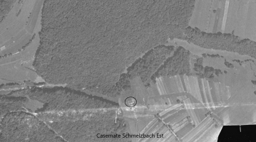 Ligne Maginot - SCHMELTZBACH EST - (Casemate d'infanterie - Double) - La casemate Schmelzbach Est en 1938.
Les champs de tir déboisés sont nettement visible
