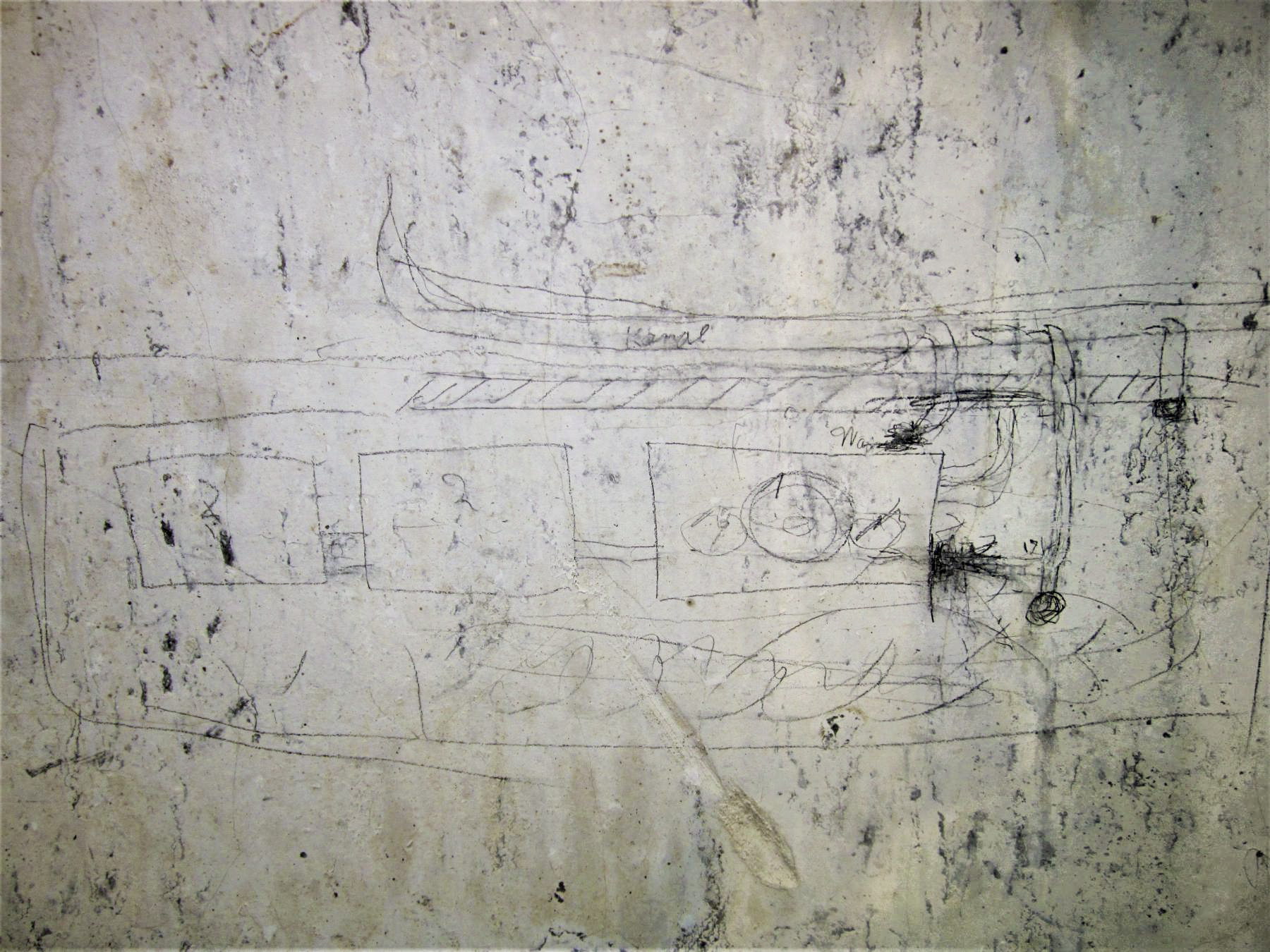 Ligne Maginot - PETIT REDERCHING - (Abri) - Latrines de la troupe
Au-dessus de l'urinoir, un croquis allemand schématisant la fosse et ses évacuations - Gregory Fuchs