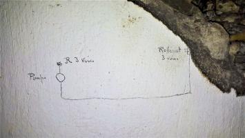Ligne Maginot - HOFFEN - (Abri) - Réserve d'huile et de gasoil
Schéma de la pompe et des vannes 3 voies
(refroidissement des groupes ?)