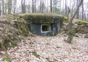 Ligne Maginot - MAIN DU PRINCE 1 - (Blockhaus pour canon) - Façade frontale du blockhaus 
Les remblais de protection sont bien visibles