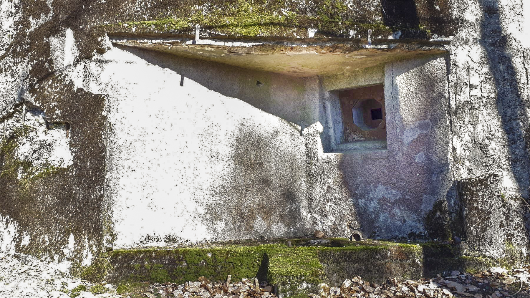 Ligne Maginot - GUNSTHAL COL OUEST - (Blockhaus pour arme infanterie) - Vue sur le créneau FM principal, noter l'inclinaison du créneau vers le bas - Gregory Fuchs