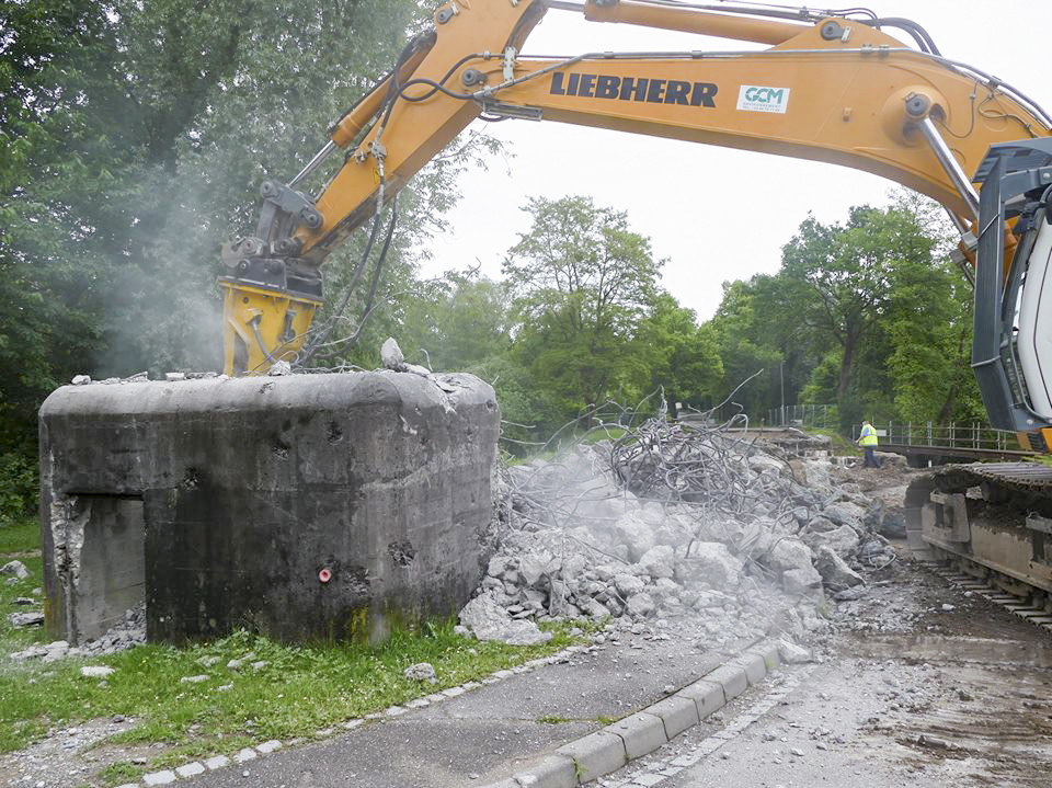 Ligne Maginot - Blockhaus du Kreuzrhein - Destruction du blockhaus en mai 2016 - GRAMI