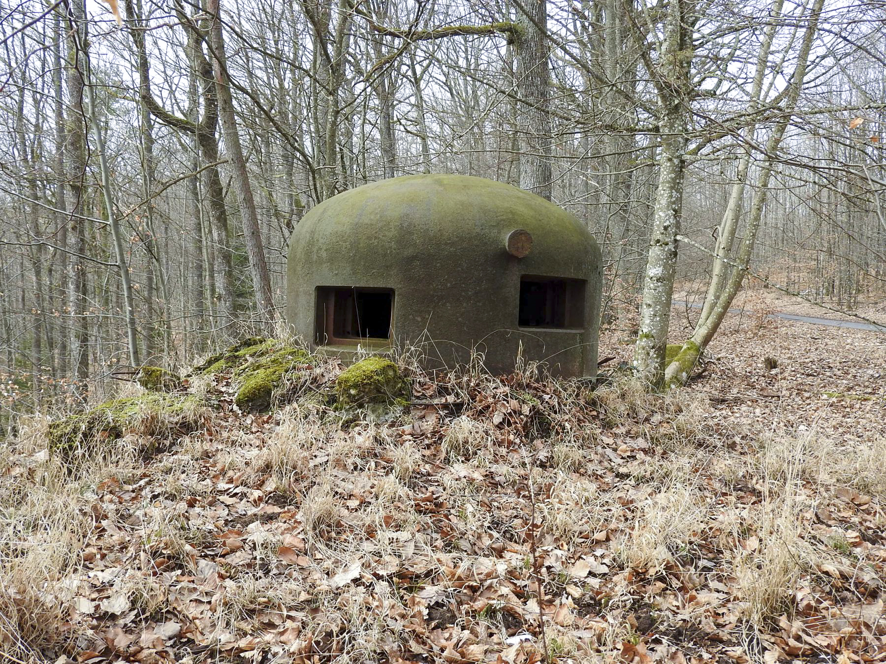 Ligne Maginot - DEPOT - (Abri) - La cloche Ouest. Remarquer la différence de hauteur des créneaux, l'un pour le flanquement de la route et l'autre plus bas pour le flanquement du ravin - STENGER Mathieu