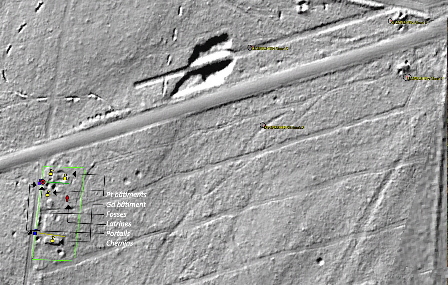 Ligne Maginot - BAERENRAIN - (Casernement) - Vue Lidar - Conseil Départemental du Haut-Rhin