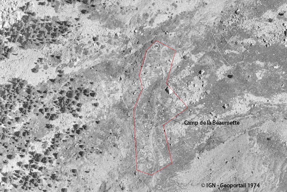 Ligne Maginot - LA BEAUMETTE - (Divers) - Les traces du camp marabouts en 1974 - IGN - Géoportail 1974