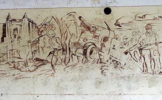 Ligne Maginot - LANGENSOULTZBACH - (Camp de sureté) - Bâtiment B
Salle 5
Peinture murale du casernement