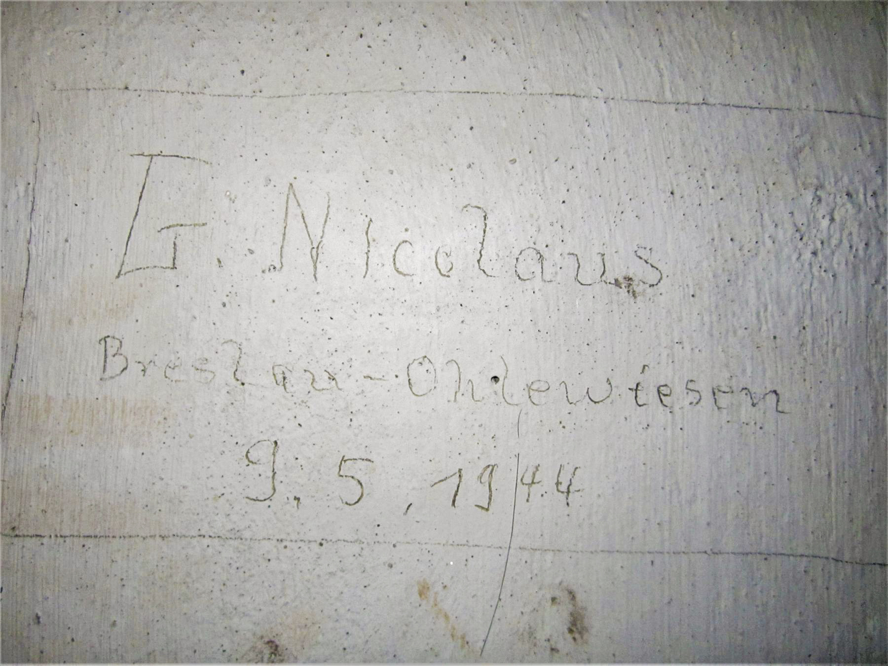 Ligne Maginot - M14 - GUNSTHAL 2 - (Blockhaus pour arme infanterie) - Graffiti de soldat allemand daté du 9/5/1944 - Gregory Fuchs