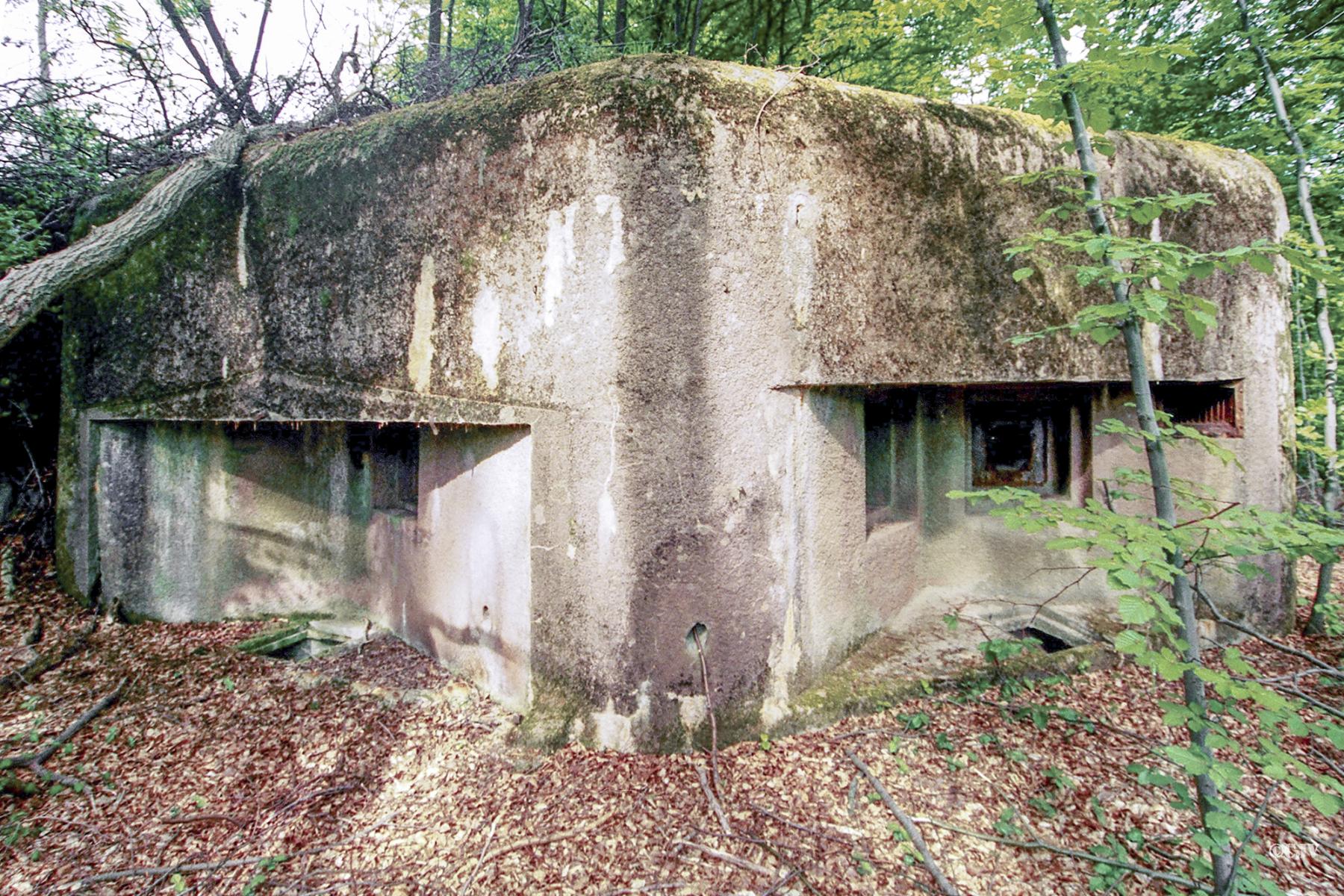 Ligne Maginot - NONNENHARDT N°3 - (Blockhaus pour arme infanterie) - A gauche la chambre de tir Ouest, à droite les créneaux FM de façade - Lia VERMEULEN