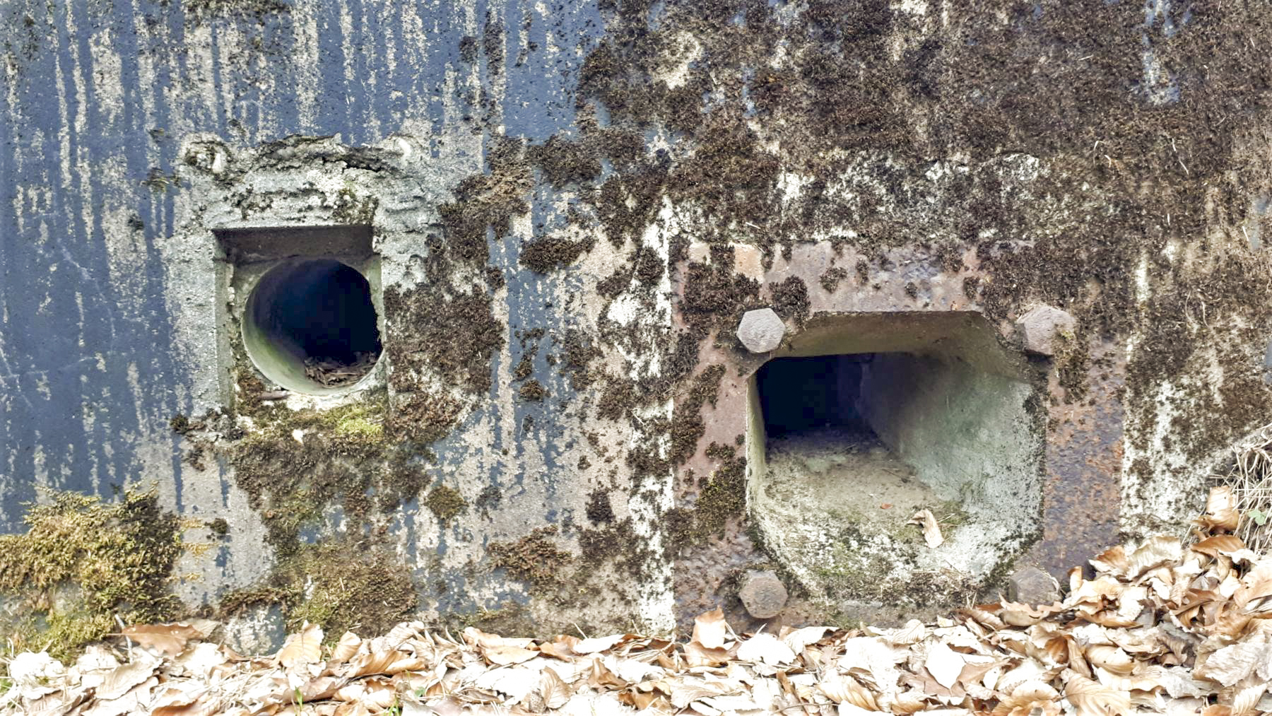 Ligne Maginot - LANGTHAL 2 - (Blockhaus pour arme infanterie) - Détail du créneau FM de défense de l'entrée, noter le bétonnage du créneau - Gregory Fuchs
