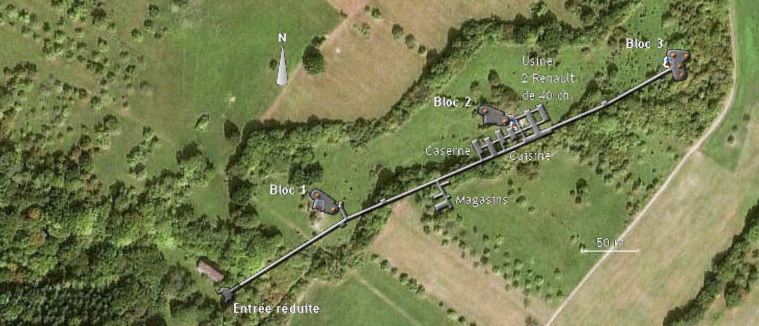 Ligne Maginot - LEMBACH - (Ouvrage d'infanterie) - Superposition du plan de l'ouvrage avec une photo satellite du petit ouvrage de Lembach - donceuh