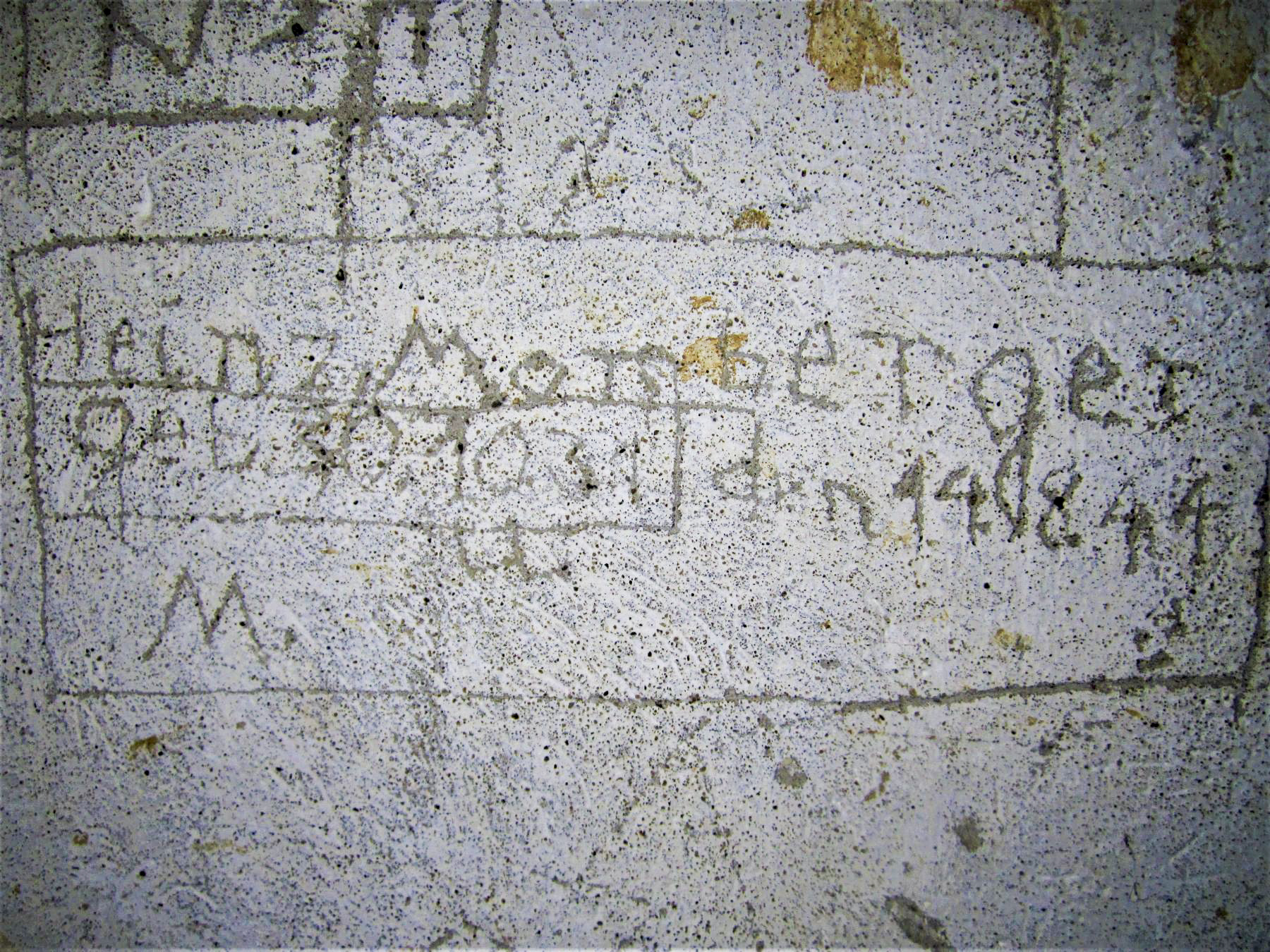 Ligne Maginot - SPIESS 1 - (Blockhaus pour arme infanterie) - Graffiti allemand 'Heinz Morsberger' daté du 14/08/1944 - Gregory Fuchs