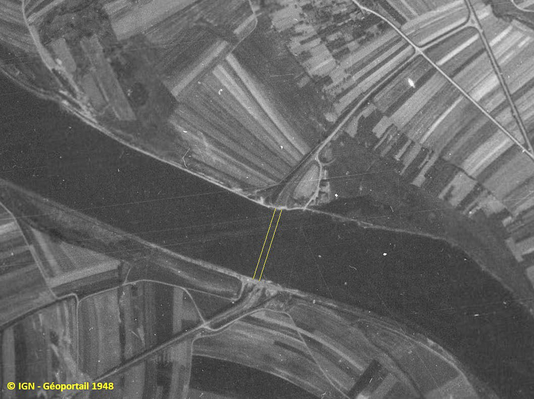 Ligne Maginot - OLGY - (Infrastructure routiére) - Le pont routier dans l'immédiat après guerre. Il a été dynamité durant le conflit. - IGN