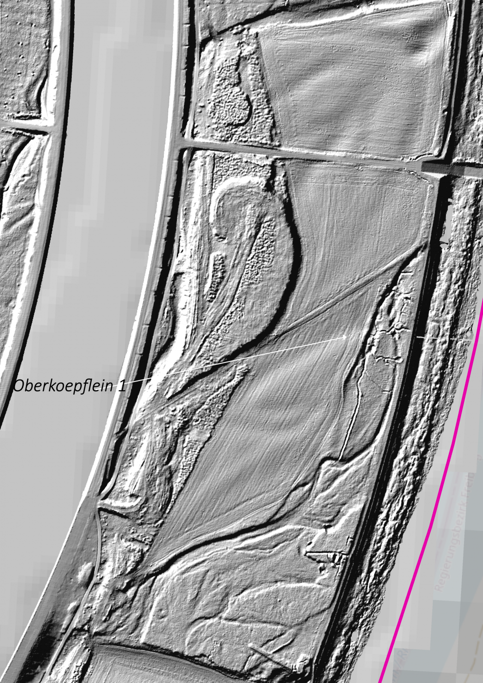 Ligne Maginot - OBERKOEPFLEIN 1 - (Abri) - Vue Lidar avec le dédale de boyaux. - Conseil Général du Haut-Rhin