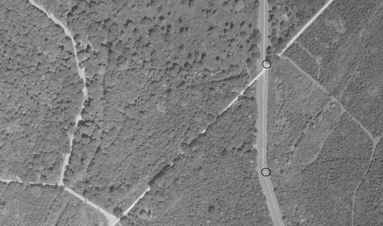 Ligne Maginot - Les blockhaus LAMENDSAND Sud et Est - Les blockhaus Lamendsand Est et Sud sur la digue des hautes eaux - IGN - Géoportail 1950