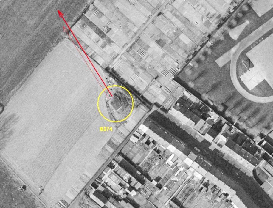 Ligne Maginot - B274 - CHENE HOUPLINE (Blockhaus pour canon) -  - IGN - Géoportail 1965