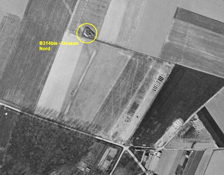 Ligne Maginot - B314bis - GRUSON Nord (Blockhaus pour canon) -  - IGN - Géoportail 1965