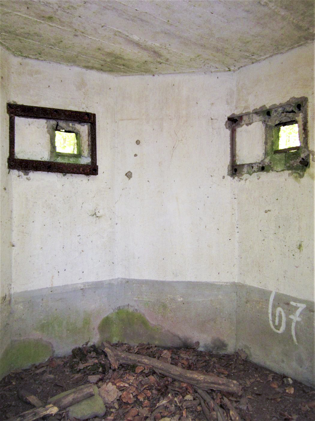 Ligne Maginot - FM49 - WEIBERSLOCH - (Blockhaus pour arme infanterie) - Les deux créneaux frontaux et marquage n°67 - Gregory Fuchs