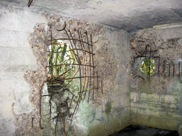 Ligne Maginot - GUCKENBERG 3 - (Blockhaus pour canon) - L'intérieur
Impacts d'obus - Christian LENHARD