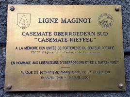 Ligne Maginot - OBERROEDERN SUD - RIEFFEL - (Casemate d'infanterie - Double) - Plaque commémorative du soixantième anniversaire de la Libération