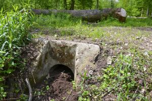 Ligne Maginot - VF60 - ANTENNE DE L'OUVRAGE DU HOCHWALD - (RESEAU - Voie 60 - Antenne ou rocade ferroviaire) - DRAINAGE 
Tout le long du tracé, des buses ont été mises en place afin de permettre l'écoulement de l'eau des fossés  traversant l'emprise de le voie.
Le plan de la réalisation est standard.