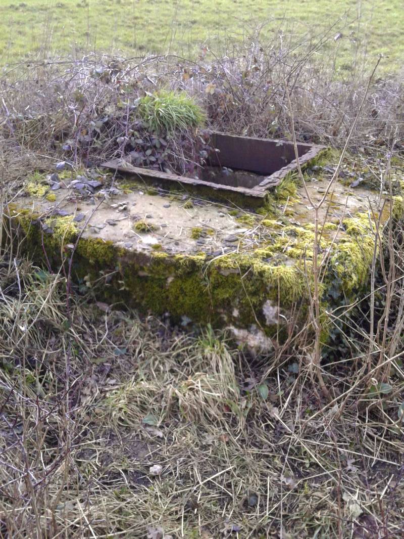 Ligne Maginot - CHAMOUILLETTE - (Central téléphonique isolé) - Le puits d'accès (couvercle manquant) et son massif bétonné. - Fabrice THOMASSIN