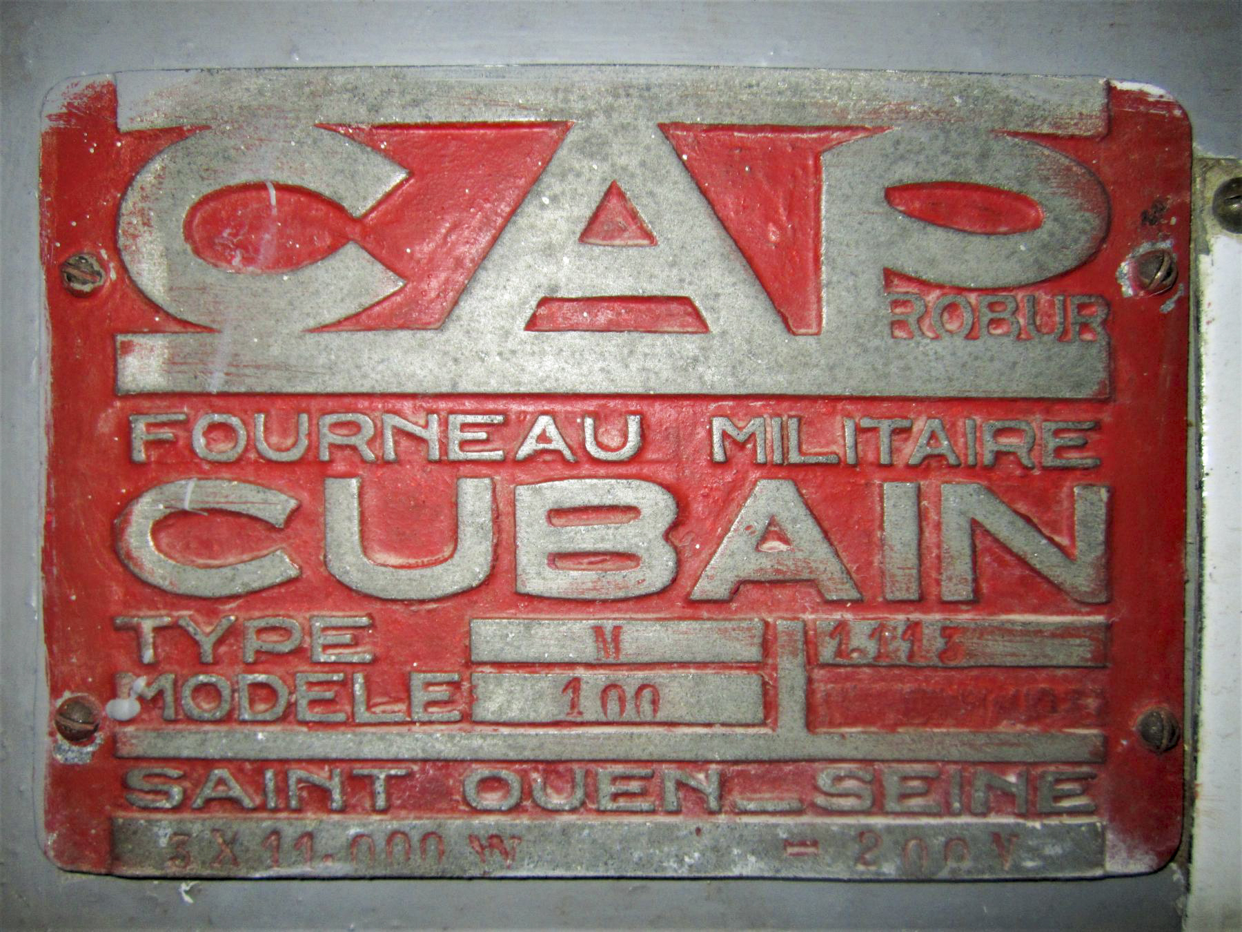 Ligne Maginot - FOUR A CHAUX - FAC - (Ouvrage d'artillerie) - Autocuiseurs Cap Robur Cubain
Plaque constructeur - Gregory Fuchs