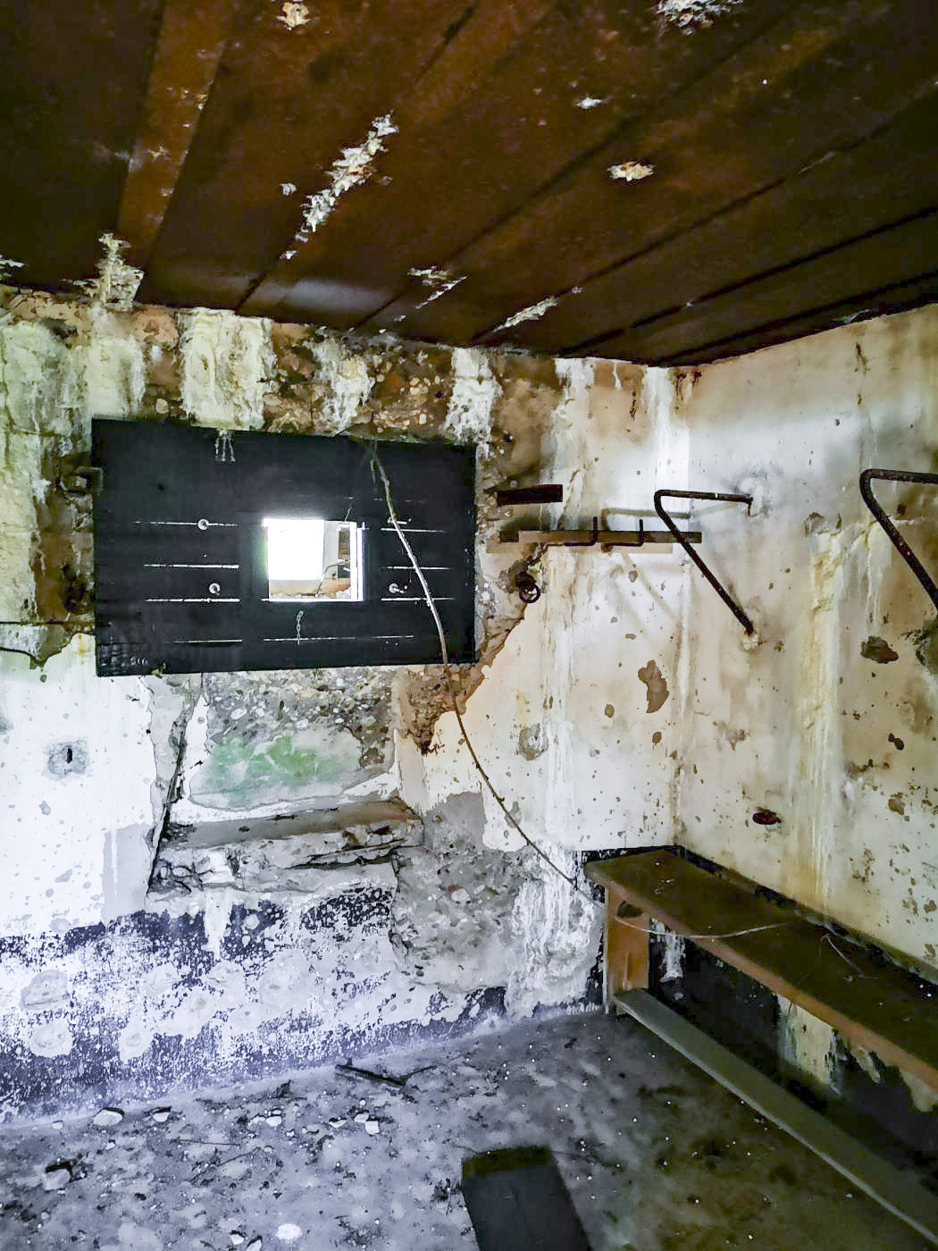 Ligne Maginot - WASENBERG 6 - (Blockhaus pour arme infanterie) - L'intérieur du blockhaus, qui a été retapé avec du bois. Sans doute une seconde vie pour de la chasse. - DK_Antoine4