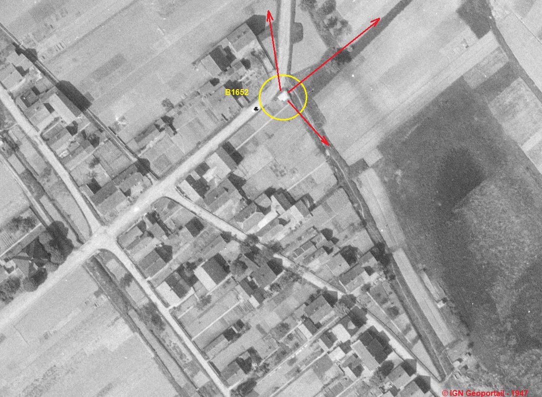 Ligne Maginot - B1652 - VILLAGE NEUF EST 1 - (Blockhaus pour arme infanterie) -  - IGN - Géoportail 1947