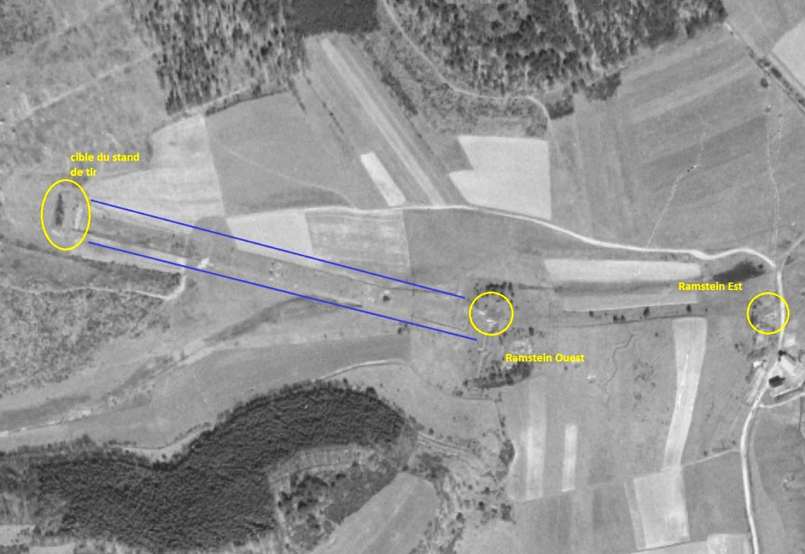 Ligne Maginot - RAMSTEIN Ouest (Stand de tir) - La trace du stand de tir est visible en 1951. - IGN