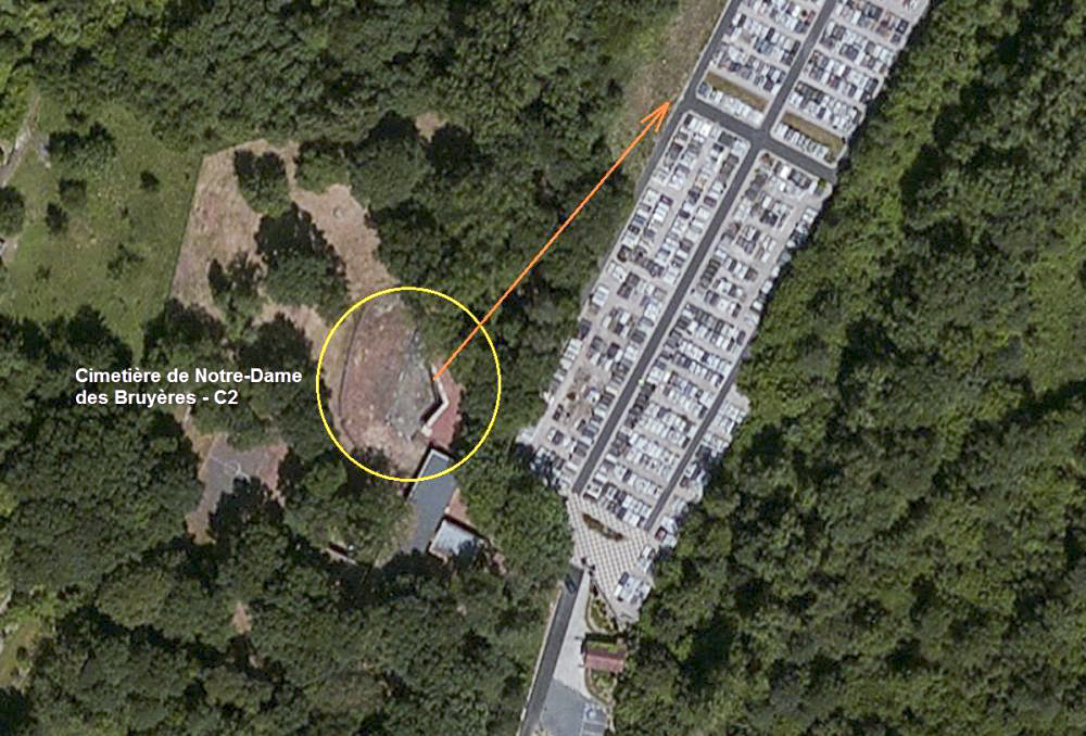 Ligne Maginot - CIMETIERE DU MONT DES BRUYERES - C2 - (Casemate d'infanterie) -  - Bing Sat