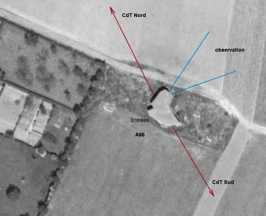 Ligne Maginot - GRAND CAMP PERDU - (Blockhaus lourd type STG / STG-FCR - Double) -  - IGN - Géoportail 1950