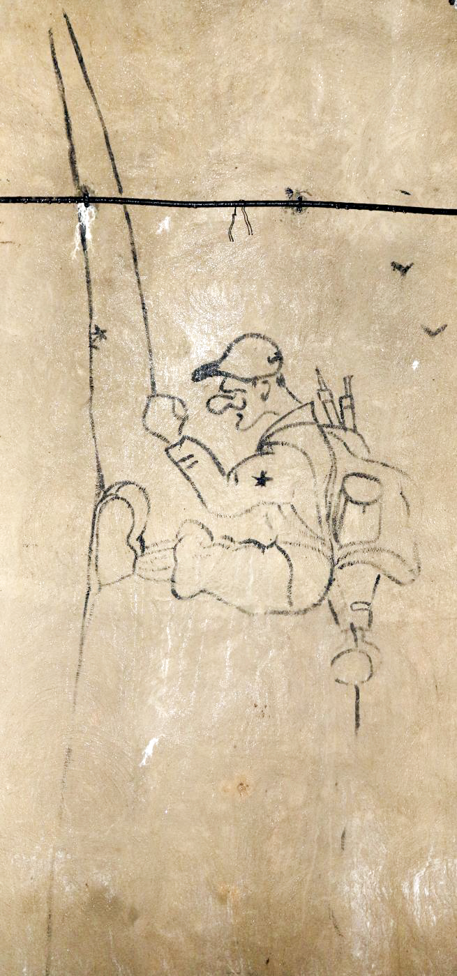 Ligne Maginot - LAVOIR - (Ouvrage d'artillerie) - Bloc 5 
Graffiti dans le magasin M2 - Alain Perouffe