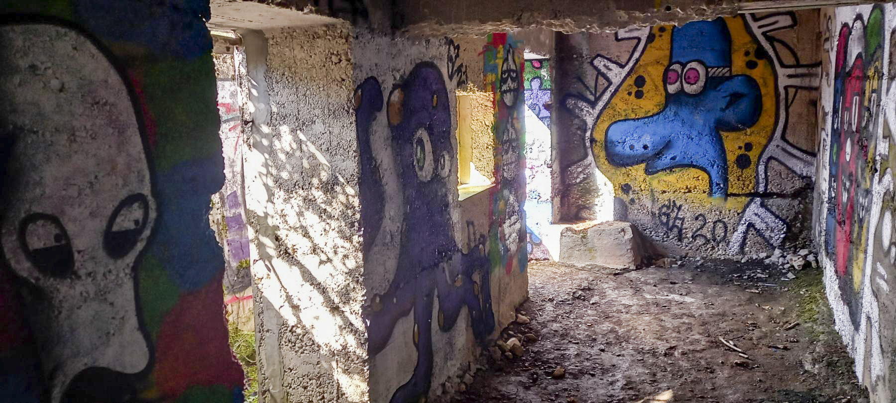 Ligne Maginot - MONT MOUREX (9° RAD) - (PC) - L'intérieur est resté propre parce que le lieu est fréquenté par des artistes. Ni broussaille, ni ordures. - Dirknet