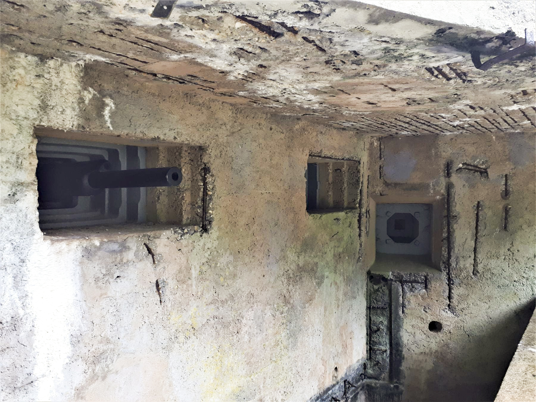 Ligne Maginot - HUBERBUSCH SUD - C59 - (Casemate d'infanterie) - Les créneaux avec le canon de 37 engagé - Gregory Fuchs