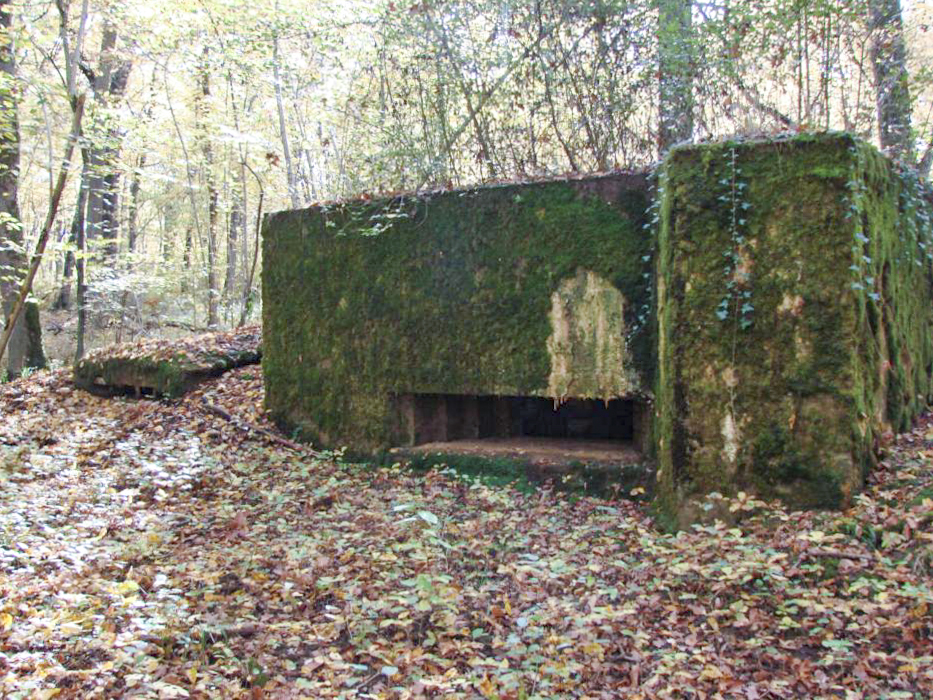 Ligne Maginot - CB445 - BOIS KARRE 3 - (Blockhaus pour canon) - On notera la présence d'une petite annexe, sur la gauche du blockhaus, pour l'installation d'un FM et observation. - Schnoupf