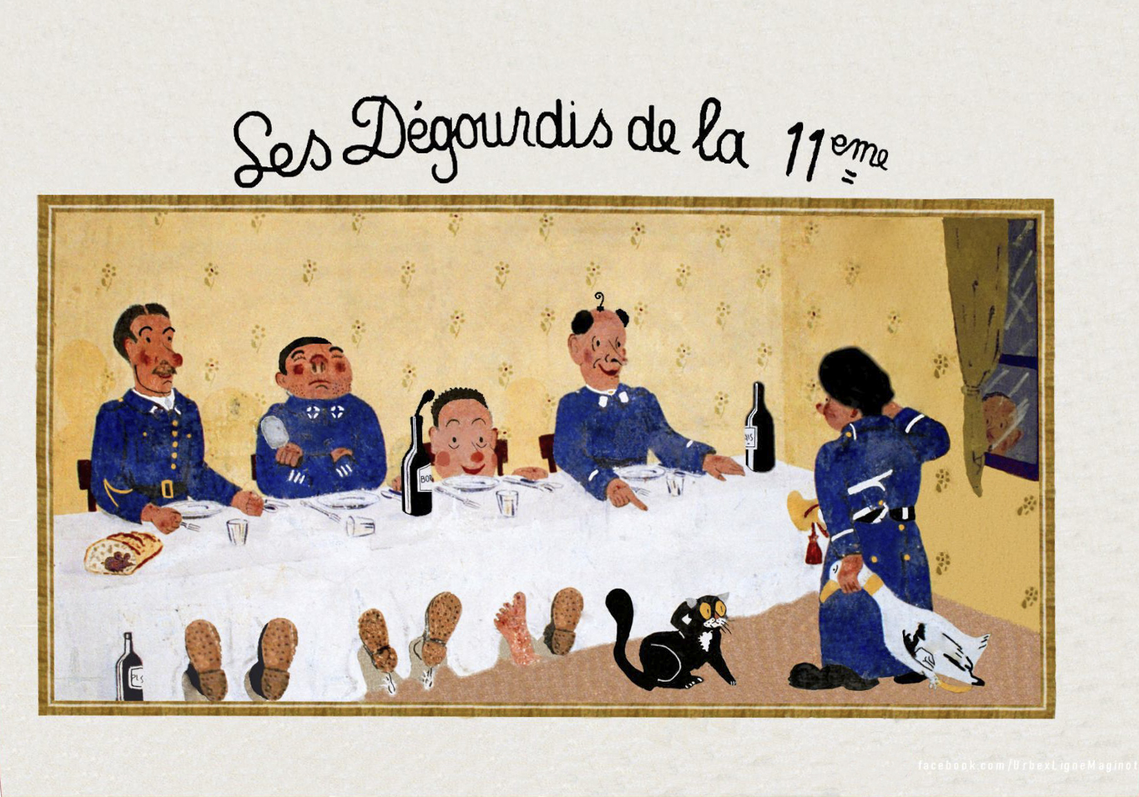 Ligne Maginot - SAPEY - (Casernement) - Reproduction numérique de la fresque 'Les Dégourdis de la 11 eme' - Thomas Mercklé