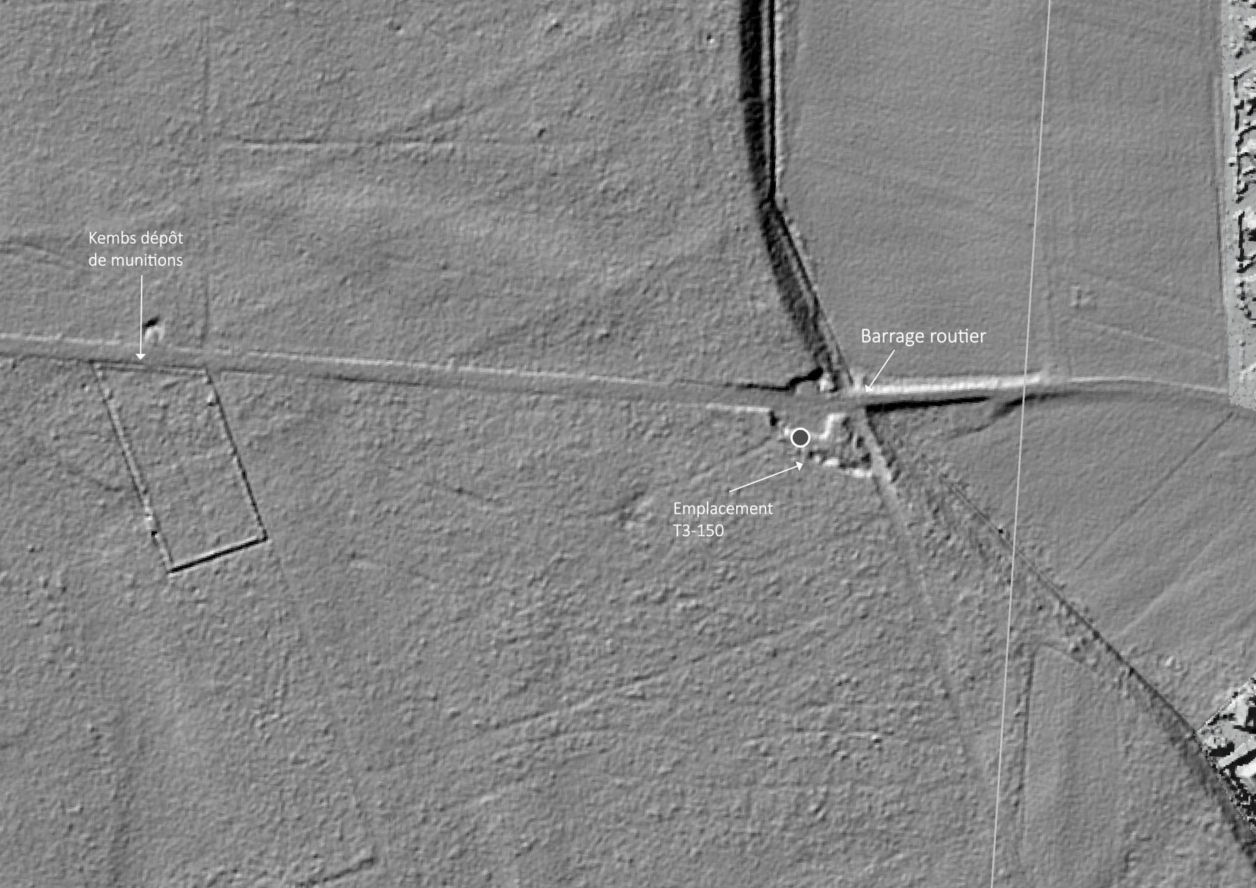 Ligne Maginot - T3 - 150T - (Position d'artillerie préparée) - Vue au lidar - Collectivité Européenne d'Alsace