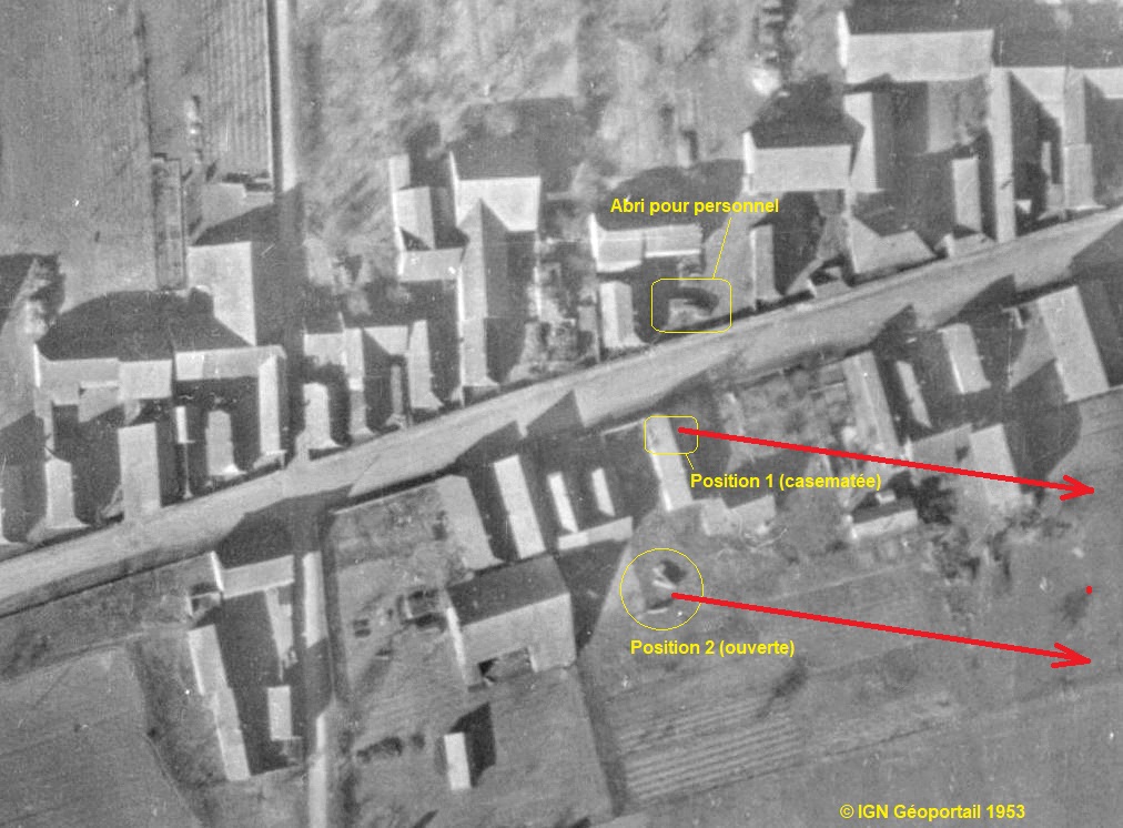 Ligne Maginot - HEITEREN OUEST - (Position d'artillerie préparée) -  - IGN - Géoportail 1953