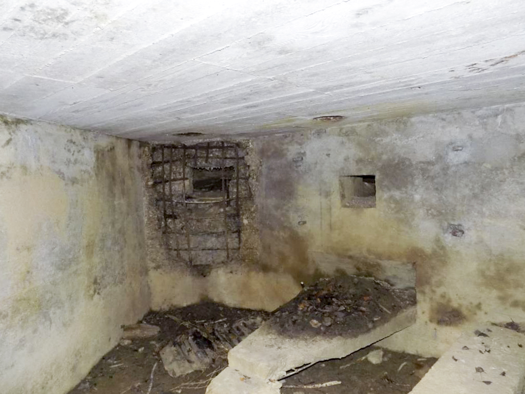 Ligne Maginot - 48BIS - BUTTE DE FRENOIS EST - (Blockhaus pour canon) - Créneau FM vers moitié gauche et créneau Hotchkiss, face frontale - R Tucker
