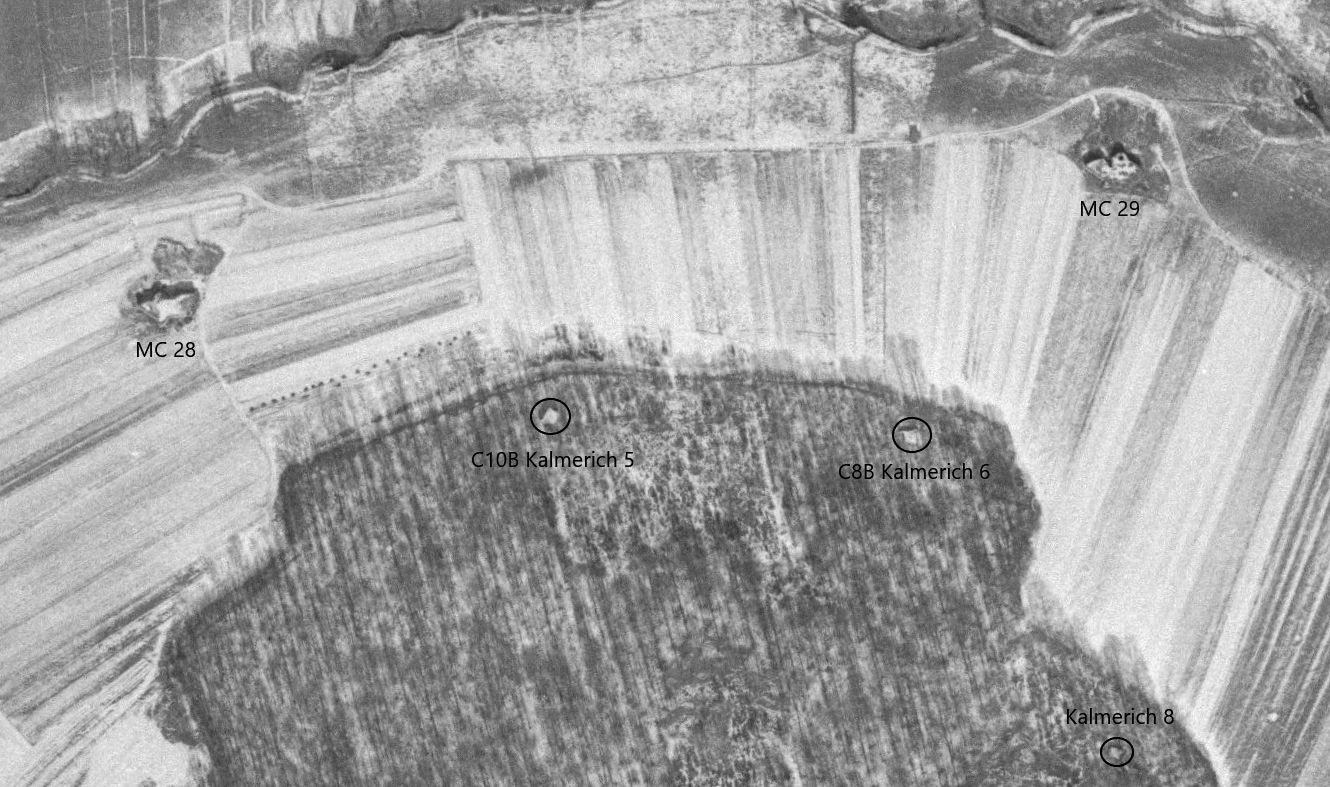 Ligne Maginot - MC28 - MC29 IGN 1963 - Les deux casemates STG MC28, MC29 et la partie nord du bois de Kalmerich - IGN