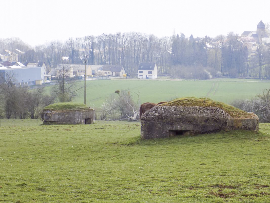 Ligne Maginot - 15BIS - PAMBOUR - (Blockhaus pour canon) - 15bis à gauche, R7 à droite. Pris du nord-ouest - R Tucker