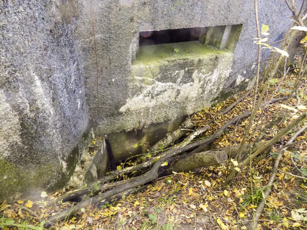 Ligne Maginot - 201 - LA NIVRAGNE OUEST - (Blockhaus pour canon) - Face frontale créneau AC et le puits sous le créneau - R Tucker