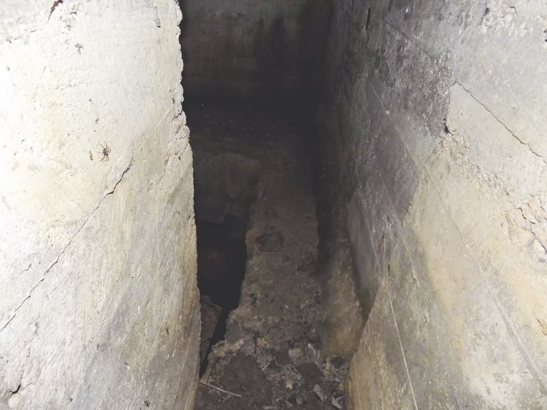 Ligne Maginot - BB305 - LA BOULETTE SUD - (Observatoire d'artillerie) - Pris de l'entrée. Le sol de l'entrée est 4m en dessous la dal/toit. Ça semble que il y a peut-être encore un niveau sous-sol. - R Tucker