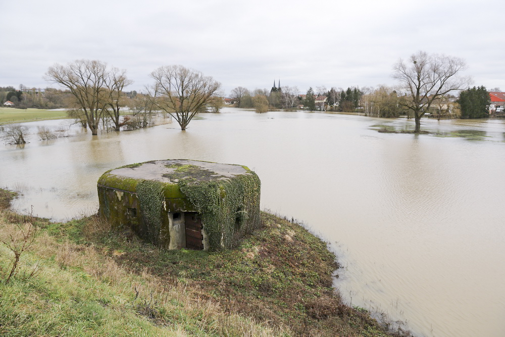 Ligne Maginot - SARRALBE BARRAGE SUD - (Blockhaus pour arme infanterie) - Le blockhaus et l'inondation de l'Albe, vue probablement très proche de la situation en 1940 - Alain Perouffe