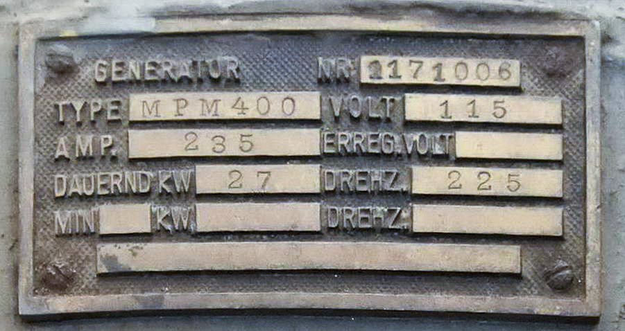 Ligne Maginot - GUENTRANGE (FESTE DE) - (Ouvrage d'artillerie) - Plaque constructeur de la génératrice AEG - D.Froehly